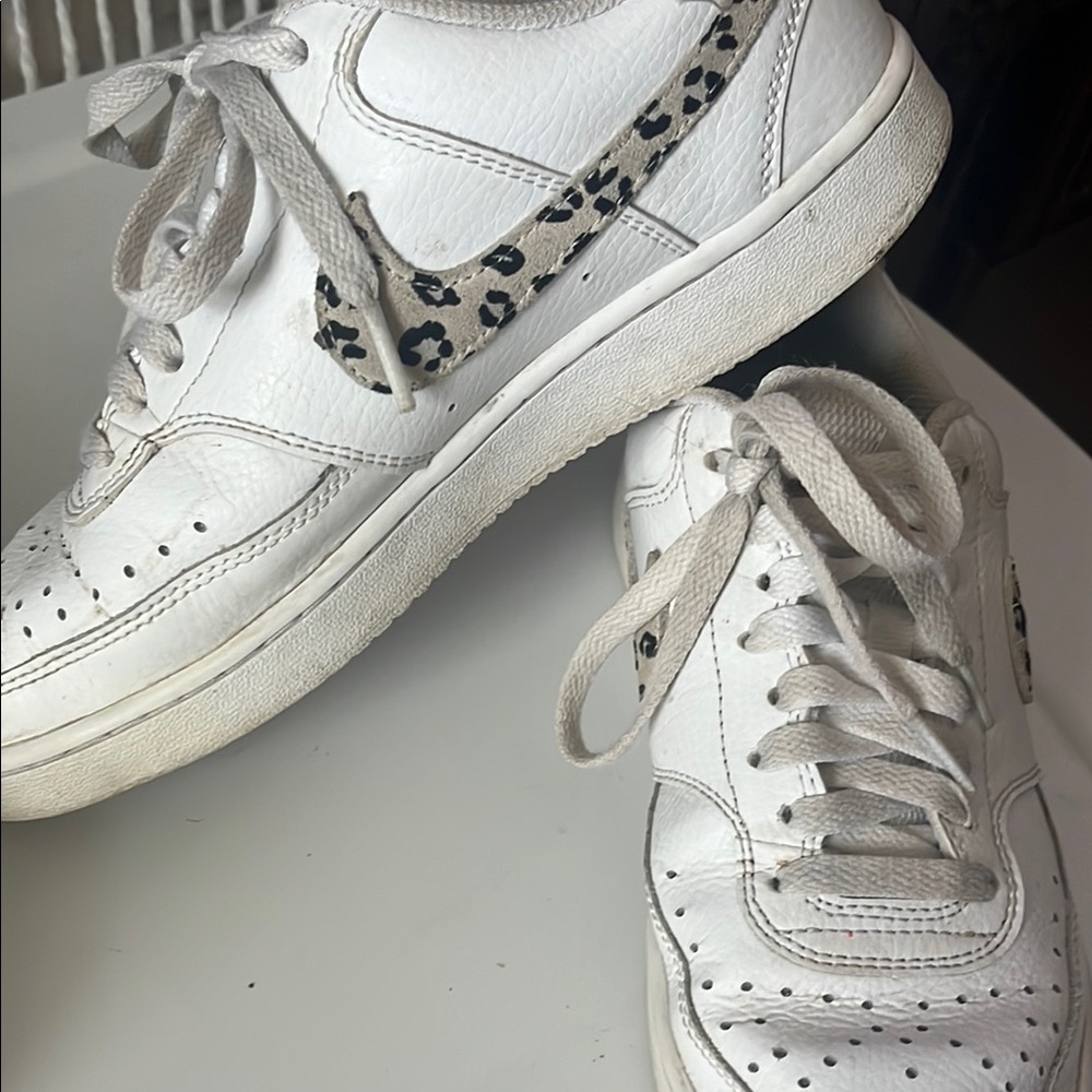 Nike White and Leopard Print Sneakers
